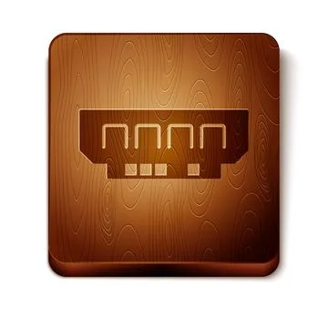 Brown RAM, random access memory icon isolated on white background. Wooden square Stock Illustration