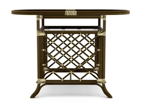 Brown rattan table isolated on white background Stock Illustration