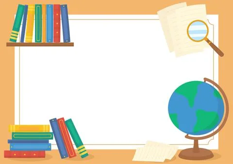 Brown reading book globe frame 2 Stock Illustration