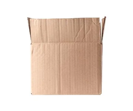 Brown rectangular box of cardboard on a white background Stockfoto's