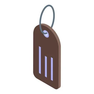 Brown rectangular label hanging with metal ring isometric icon Stockillustratie