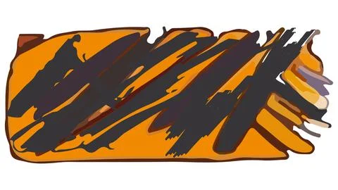 Brown rectangular shape with diagonal brush strokes in grunge style. Illustrazione stock