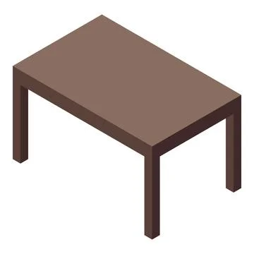 Brown rectangular table with four legs, isometric view Stock Illustration