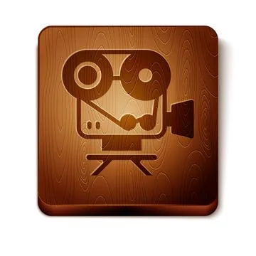 Brown Retro cinema camera icon isolated on white background. Video camera. Movie Stock Illustration