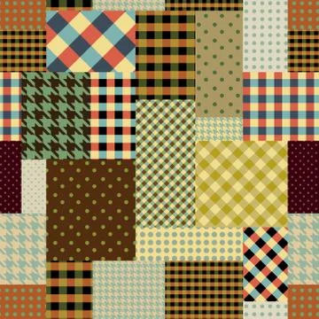 Brown retro patchwork 스톡 일러스트