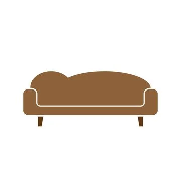 Brown Retro Sofa icon. Couch for living room. Flat design Illustrazione stock