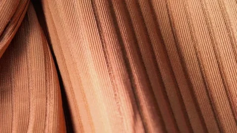 Brown ribbed fabric texture in close up view, textile background, material detai Stock Footage 336189558