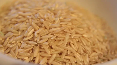 Brown Rice Close up with Rack Focus Video stock 34480771