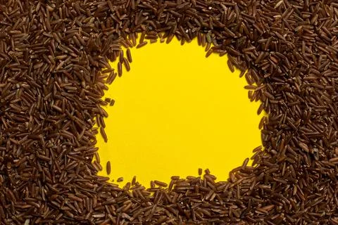 Brown rice close-up. space for text Stock-Fotos