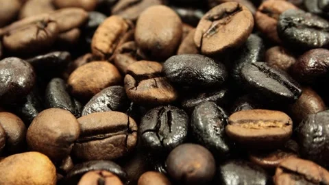Brown Roasted Coffee Beans Animation With Chroma Key Stock Footage 315991108