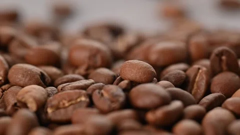Brown roasted coffee beans, close up Stock Footage 265033011