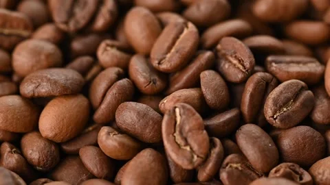 Brown roasted coffee beans, close up Stock Footage 265033029