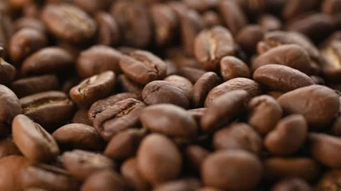 Brown roasted coffee beans, close up Stock Footage 265033075