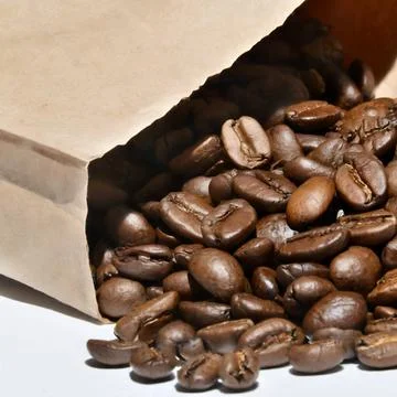 Brown Roasted Coffee Beans Closeup Stock Photos