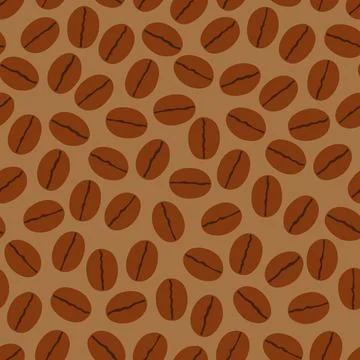 Brown roasted coffee beans seamless pattern 库存插图
