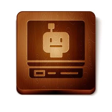 Brown Robot icon isolated on white background. Artificial intelligence, machine Illustrazione stock