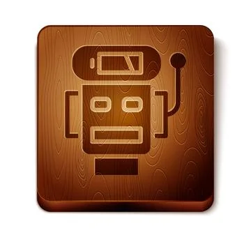 Brown Robot low battery charge icon isolated on white background. Artificial Stock Illustration