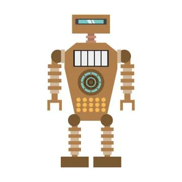 Brown robot technology future artificial intelligence イラスト素材