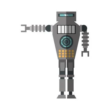 Brown robot technology future artificial intelligence shadow Illustrazione stock