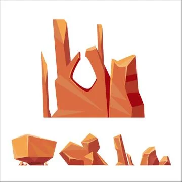 Brown Rock Elements Set Stockillustratie
