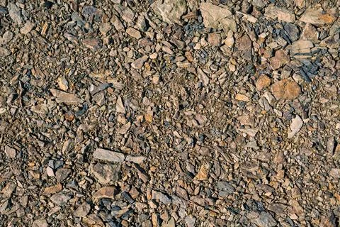 Brown rocky ground texture with small stones. Stock Photos