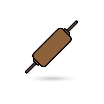 Brown Rolling pin icon. Kitchen baker roller sign. Illustrazione stock