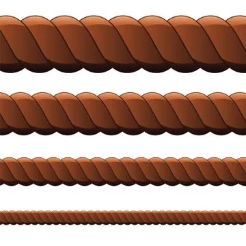 Brown rope in four sizes Stock Illustration