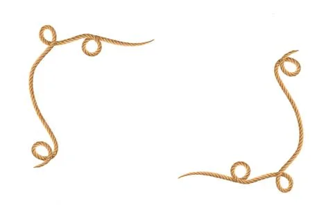 Brown rope in frame shape on white background Stock Photos