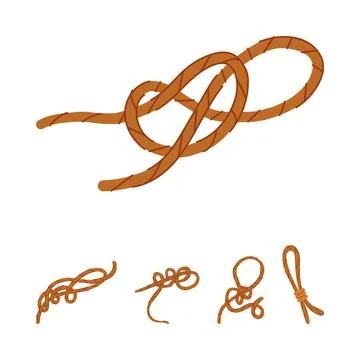 Brown rope knot illustrations securing connections Stock Illustration