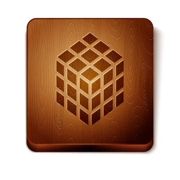 Brown Rubik cube icon isolated on white background. Mechanical puzzle toy. Rubik 库存插图