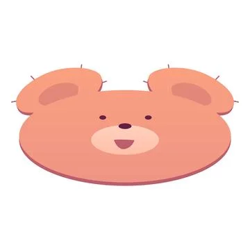 Brown rug bear muzzle shape with ears, vector cartoon cute animal head carpet Illustrazione stock