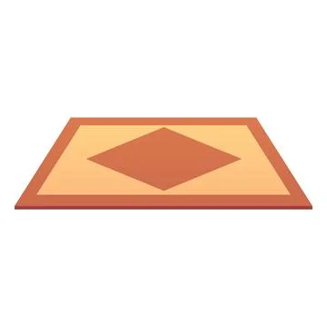Brown rug with geometric square pattern, vector cartoon carpet for floor in room Illustrazione stock