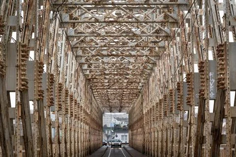 Brown rusty bridge allingment Stock Photos