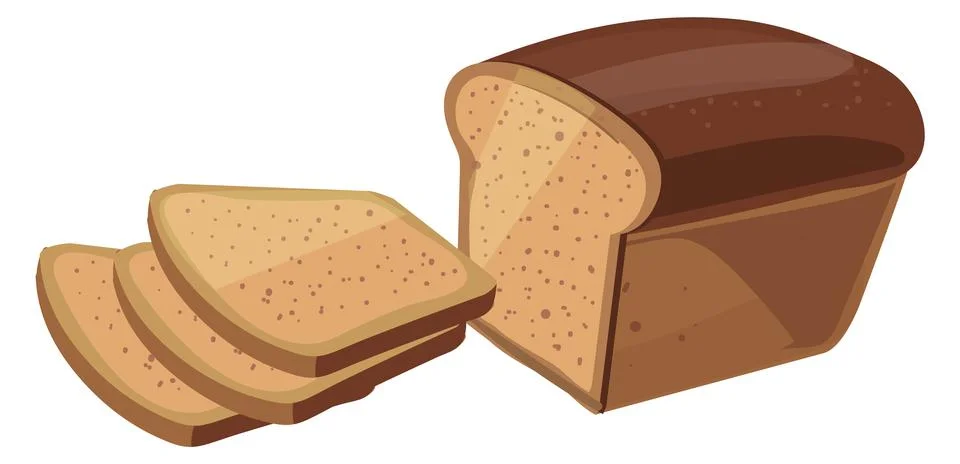 Brown rye bread cutted with slices. Fresh bakery cartoon icon Illustrazione stock