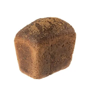 Brown rye brick shaped bread. Whole loaf of bread isolated on white background Stock Photos