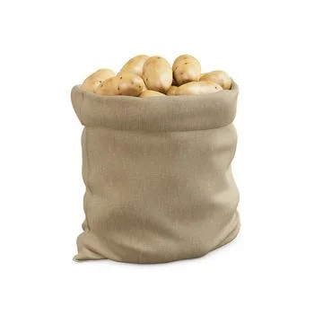 A brown Sack with Potatoes image isolated on a white background Stock Illustration