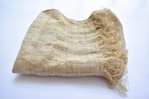 Brown sackcloth texture background, folded burlap fabric textile for design Stockfoto's