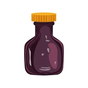 Brown sauce in bottle in flat design. Salty soy condiment or vinegar. Vector  Stock Illustration