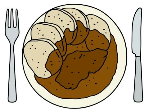 Brown sauce with dumplings Stock Illustration