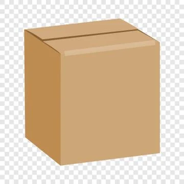 Brown sealed square box mockup, realistic style Illustrazione stock