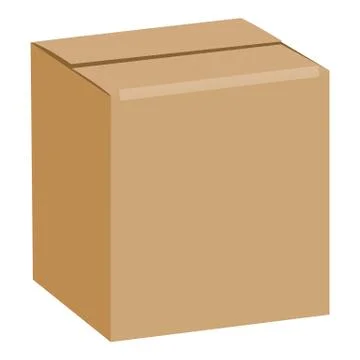 Brown sealed square box mockup, realistic style Illustrazione stock