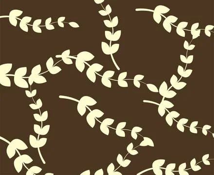 Brown Seamless Leaf Botanical Pattern Background Design Stock Illustration