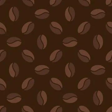 Brown seamless pattern with coffee beans - vector texture Stock Illustration