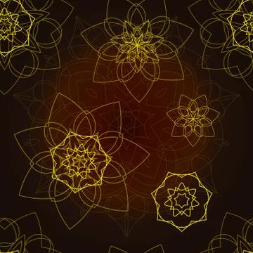 Brown seamless pattern with floral mandala Stock Illustration