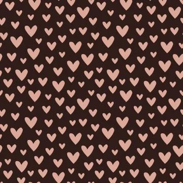 Brown seamless pattern with pink hearts Stock Illustration