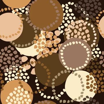 Brown seamless pattern with round shapes and circles Illustrazione stock
