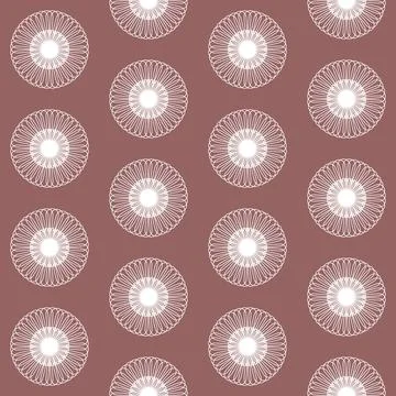 Brown seamless pattern with round wheel ornament for clothing design and deco Stock Illustration