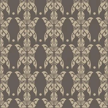 Brown Seamless pattern sea life motif turtles in Maori style Stock Illustration