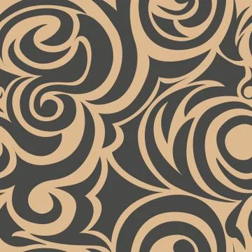 Brown seamless pattern of spirals and curls. Decorative ornament for backgrou Illustration