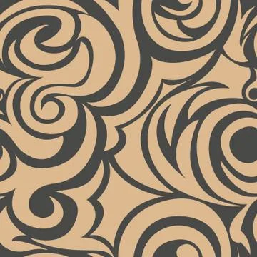 Brown seamless pattern of spirals and curls. Decorative ornament for backgrou Stock Illustration